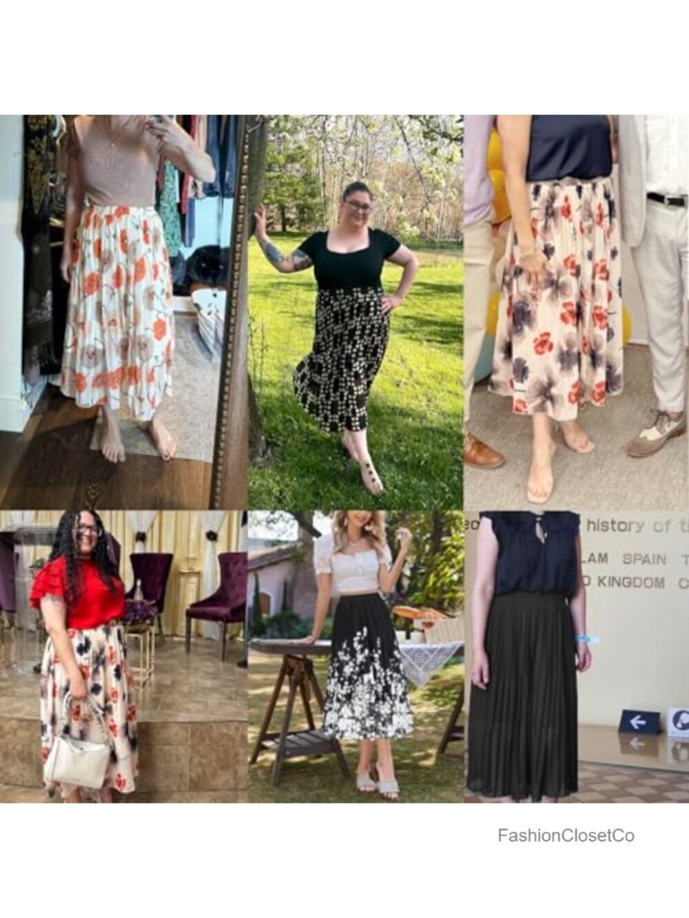 Chiffon Pleated A-Line Midi Skirt Elastic High Waist - Picture 3 of 6